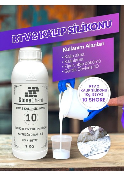 Yüksek Kalite 1. Sınıf Rtv 2 Kalıp Silikonu 1 kg Beyaz 10 Shore