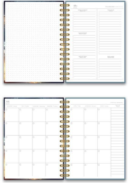 Sert Kapak A5 Spiralli Ajanda (Süresiz Planlayıcı Ajanda) Gece Lambası fırsatları