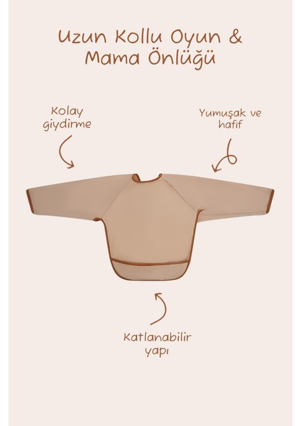 Uzun Kollu Leke Tutmaz Bebek Mama ve Oyun Önlüğü