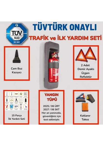 Eva Çantalı Tüvtürk Uyumlu Trafik ve Ilk Yardım Seti – Tam Set