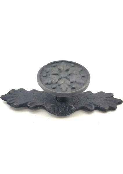 Antika Tarz Dekoratif Pirinç Çiçek Düğme - 27X70 Mm, Oksit - Lisinya