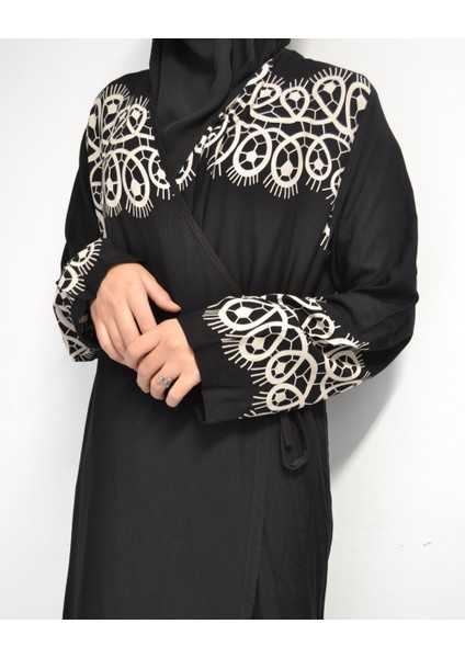 Halkalı Desenli Kruvaze Namaz Elbisesi – Yandan Bağlamalı, Rahat Kesim 36–46 Beden fiyatları