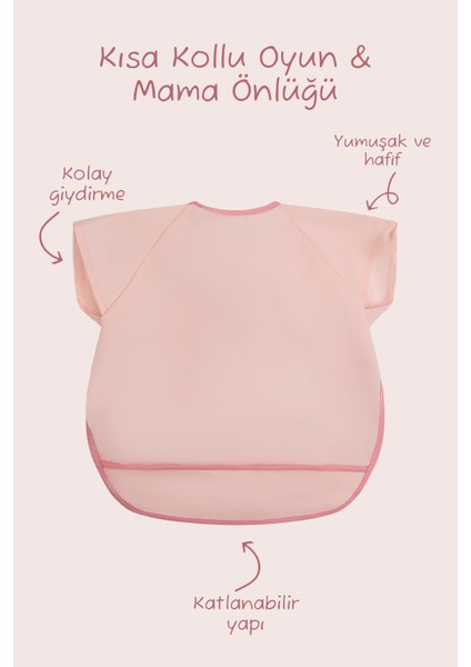 Kısa Kollu Su Geçirmez Bebek Mama ve Oyun Önlüğü