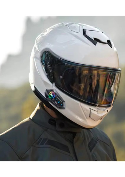 Y12 Motor Kask Kulaklık Rgb Modlu Radyolu Motosiklet Kulaklık 5.3 Bluetooth Intercom - Lisinya