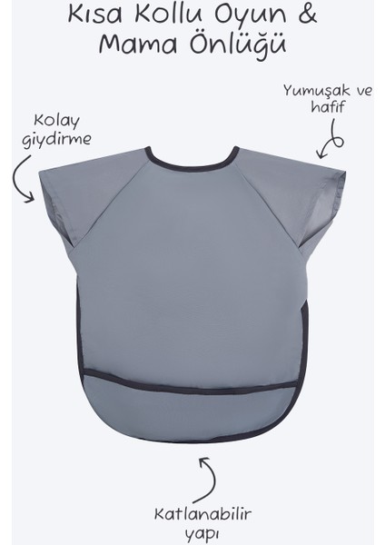 Kısa Kollu Su Geçirmez Bebek Mama ve Oyun Önlüğü