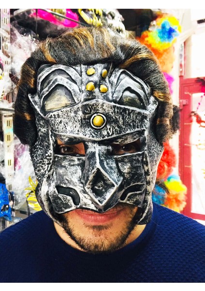 Lateks Savaşçı Maskesi Terminatör Maskesi Saçlı - Lisinya