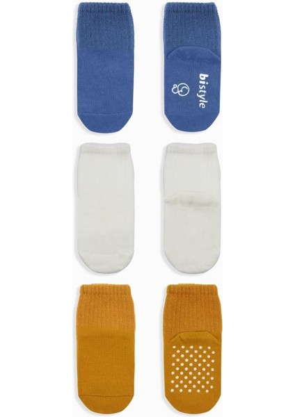 Nessiworld Bistyle Basic Kaymaz Penye Soket Çorap 3'lü BS10107 Indigo Ekru Hardal fiyatları