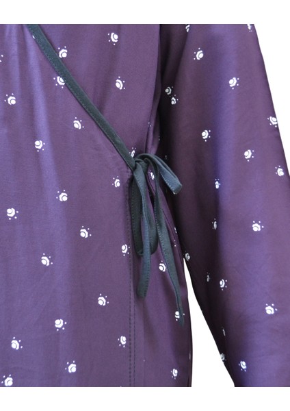 Noktalı Çiçek Desen Kruvaze Namaz Elbisesi – %100 Viskon, Yandan Bağlamalı, Rahat Kalıp 36-46 Beden modelleri