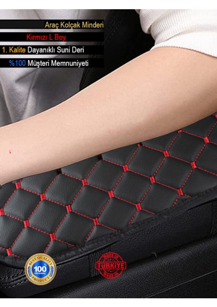 Seat Ibiza 1993-2001 Deri Oto Kolçak Kılıfı Örtüsü Capitone Süngerli Kırmızı Nakışlı indirimleri