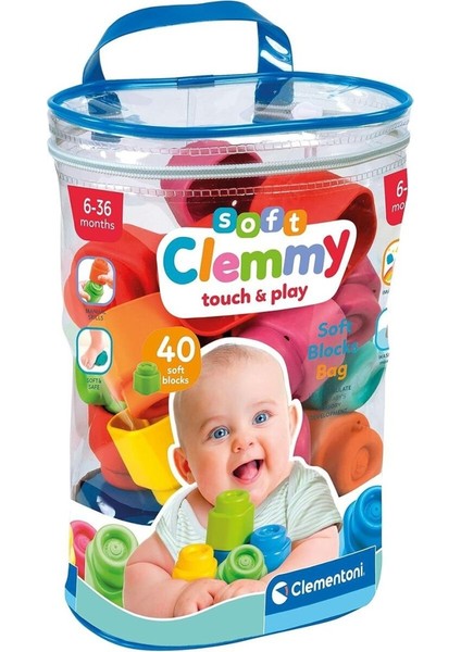 Nessiworld 17878 Soft Clemmy - Yumuşak Blok Çantası - 40 Parça 6-36 Ay