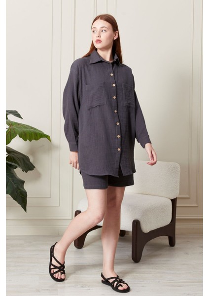 Soft %100 Koton Kumaş Şort Gömlek Takım modelleri