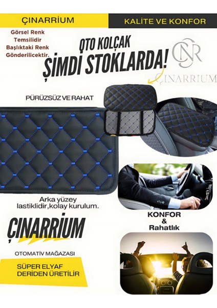 Citroen C4 Picasso 2007-2010 Deri Oto Kolçak Kılıfı Örtüsü Capitone Süngerli Mavi Nakışlı