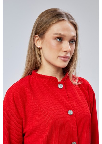 Fitilli Kadife Kumaş Çift Cepli Düğmeli Spor Ceket indirimleri