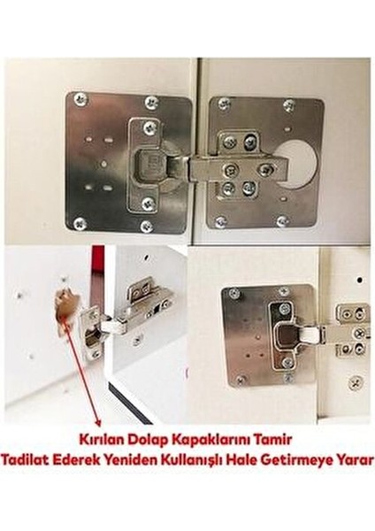 Paslanmaz Çelik Menteşe Onarım Plakası Menteşe Tamir Sacı Dolap Tamir Onarım Sacı 4 Adet modelleri
