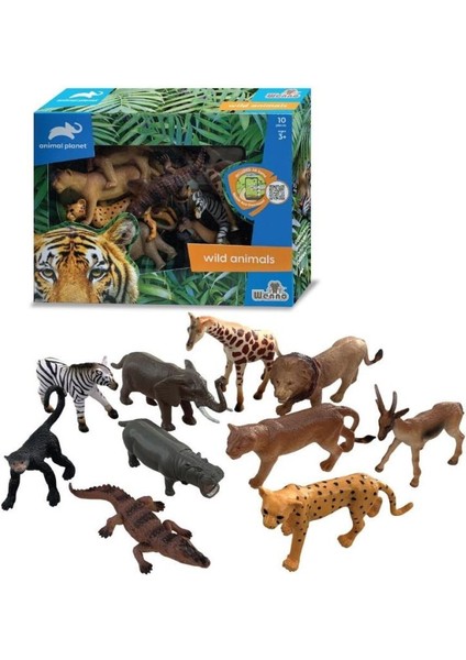 Nessiworld SH-D58011 Vardem Kutulu 10 Parça Vahşı Hayvan Seti