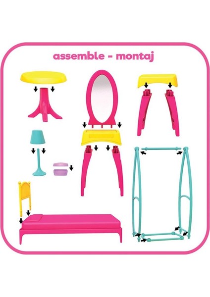 Nessiworld 03669 Linda'nın Yatak Odası Oyun Seti -Dede modelleri