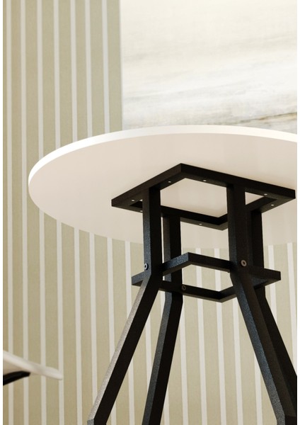 Yuvarlak Yemek Masası 80 cm Mutfak Masası Balkon Masası Roma Beyaz fırsatları