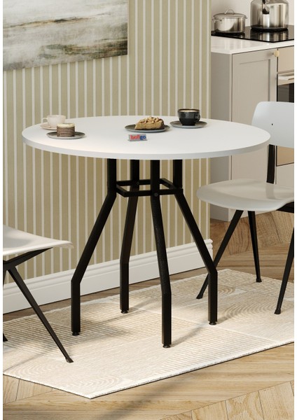 Yuvarlak Yemek Masası 80 cm Mutfak Masası Balkon Masası Roma Beyaz indirimleri
