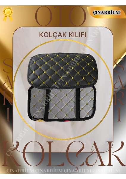 Renault Laguna Iı 2001-2007 Deri Oto Kolçak Kılıfı Örtüsü Capitone Süngerli Sarı Nakışlı modelleri