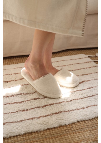 Shadow %100 Pamuk Unisex Havlu Terlik Ekru