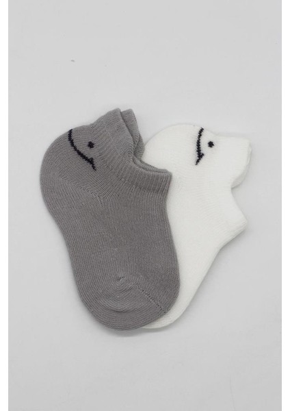 Nessiworld Bistyle 2'li Sneakers Smile Penye Çorap BS20106 Gri Ekru fırsatları