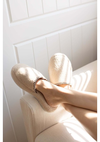 Shadow %100 Pamuk Unisex Havlu Terlik Bej