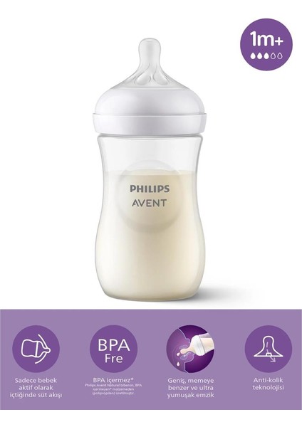 Nessiworld avent Doğal Tepkili Natural Response Pp Biberon 260ML 1+ Ay