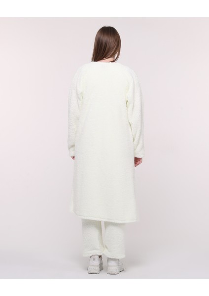 Welsoft Kumaş Beyaz Alt Üst Kimono Takımı