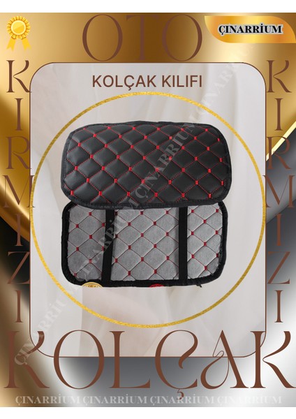 Fiat Egea Deri Oto Kolçak Kılıfı Örtüsü Capitone Süngerli Kırmızı Nakışlı modelleri