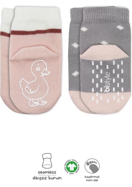 Nessiworld Bistyle Hayvan Figür Kaymaz Kız Soket Çorap 2'li BS10120 Gri