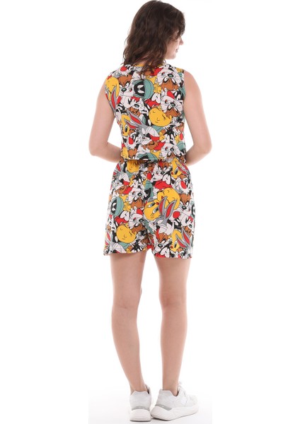 Çizgi Film Karakterli Jarse Kumaş Alt Üst Şortlu Takım indirimleri