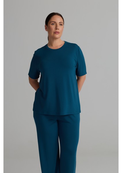 Kadın Plus Size Modal Iki Iplik Kısa Kollu T-Shirt fiyatları