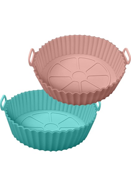 Hava Fritöz Silikon Tencere, 2 Adet Hava Fritöz Silikon Gömlekleri Yuvarlak Hava Fritöz Sepeti Aksesuarları, 3qt - 5qt Hava Fritözüne Uygun (Yurt Dışından)