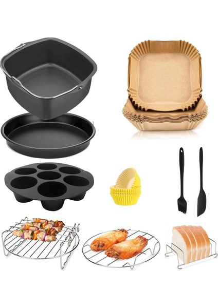 Instant Vortex Plus, Cosorı 6,4l, Tefal Xxl 6,2l, Breville ve Most 5,7l Hava Fritözleri Için Kare Hava Fritöz Aksesuarları (Yurt Dışından)