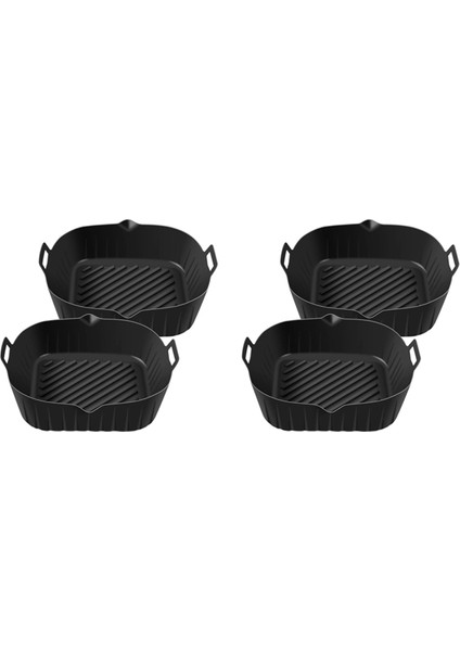 4x Hava Fritöz Silikon Saplı Tencere, 8,6 Inç Yeniden Kullanılabilir Hava Fritöz Gömlekleri Isıya Dayanıklı Yapışmaz, Siyah (Yurt Dışından)