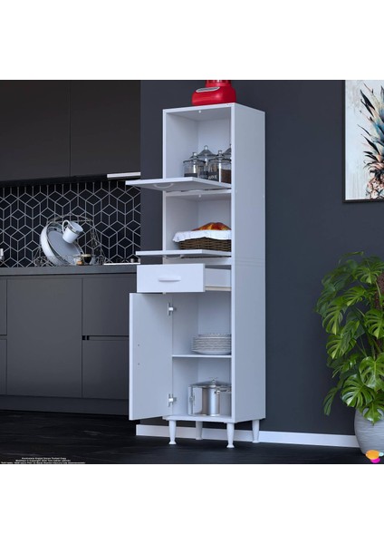 Vio Çok Amaçlı Dolap: (35X163.4X32,5 Cm) Ölçülerinde, Çekmeceli ve Kapaklı Mutfak Dolabı. fiyatları