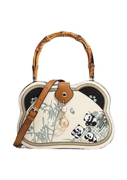 Yeni Çin Tarzı Bambu Bölümlü Panda Omuz Çantası (Yurt Dışından)