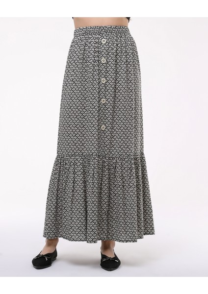 Önden Düğmeli Tek Fırfırlı Uzun Çingene Etek fiyatları