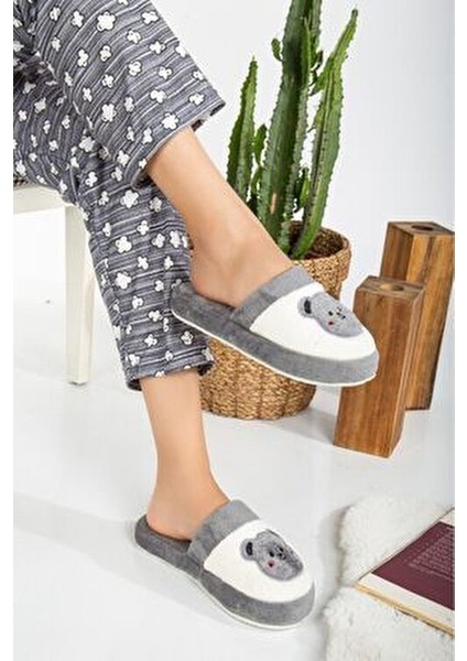 Kadın Kışlık Ortopedik Tabanlı Ev Terliği 3'lü Set Kedi Pati Desenli Çok Renkli