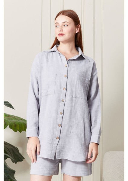 %100 Pamuk Kumaş Kadın Gömlek