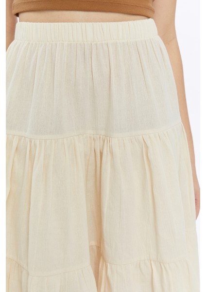 %100 Pamuk Kumaş Midi Boy Şort Etek