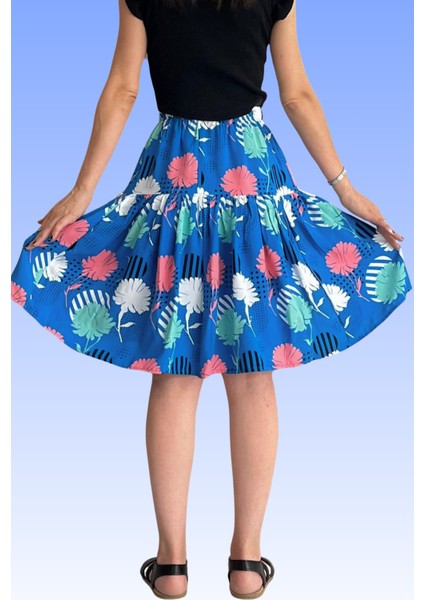 Viskon Kumaş Midi Boy Çiçek Desenli Kadın Şort Etek indirimleri