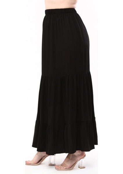 Belmando Viskon Kumaş Üç Kat Fırfırlı Uzun Etek fırsatları