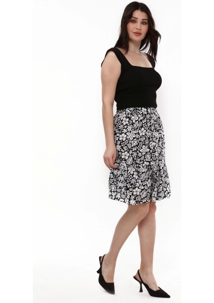 Midi Boy Viskon Kumaş Çiçek Desenli Etek fırsatları