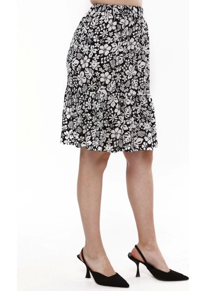 Midi Boy Viskon Kumaş Çiçek Desenli Etek