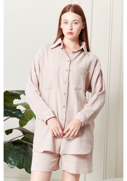 %100 Pamuk Kumaş Kadın Gömlek