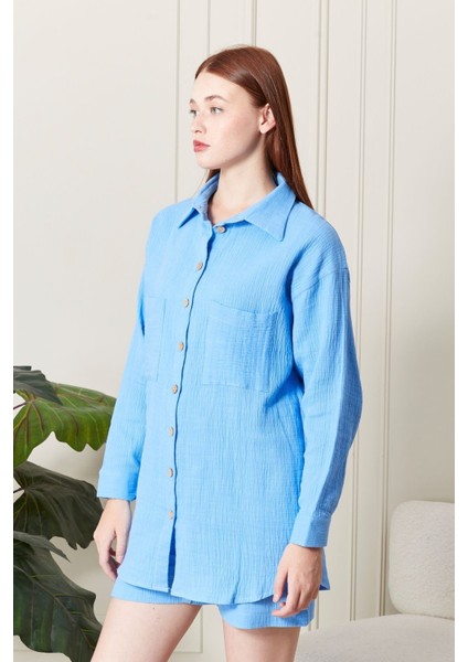 %100 Pamuk Kumaş Kadın Gömlek