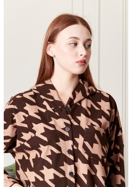 Süet Kadife Kapüşonlu Oversize Gömlek-Pera indirimleri