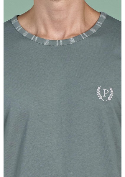 Erkek Yeşil Renk Uzun Kollu Yuvarlak Yaka Çizgili Detaylı Pijama Takımı C0T4N91 indirimleri