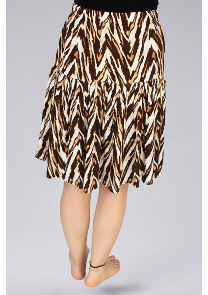Viskon Kumaş Animal Print Midi Boy Şort Etek modelleri